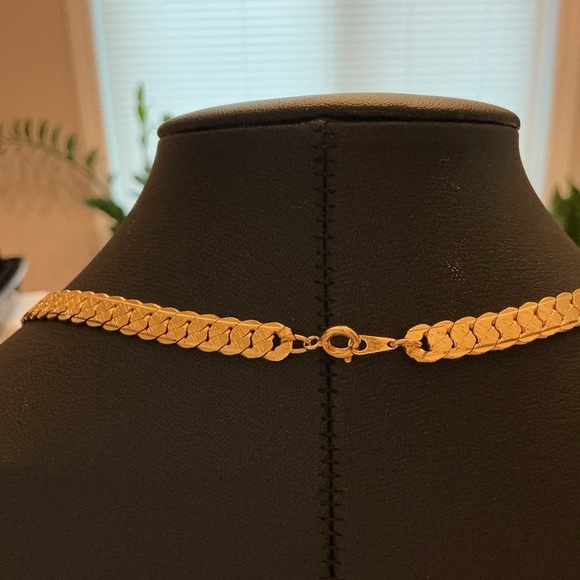 Herringbone Gold Tone Necklace, Bracelet and Earrings Set - Picture 3 of 7